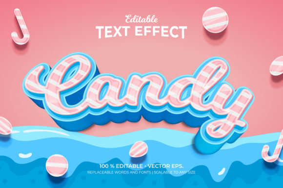 Candy 3D Text Effects: Editable & Scalable Design