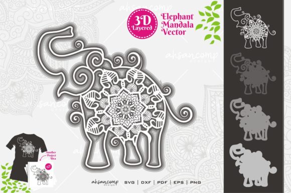 Elephant Mandala Vector SVG 3D Layered for Creative Projects