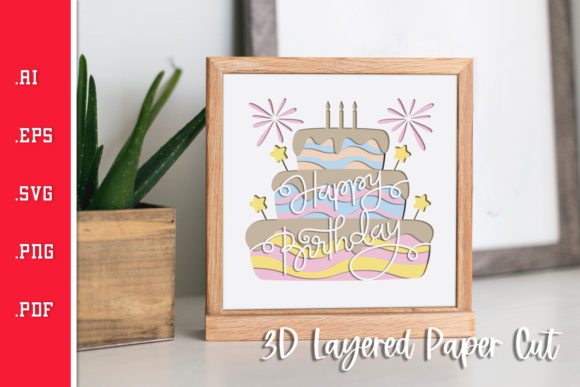 Happy Birthday Cake 3D Layered Paper Cut: A Creative and Versatile Design Option