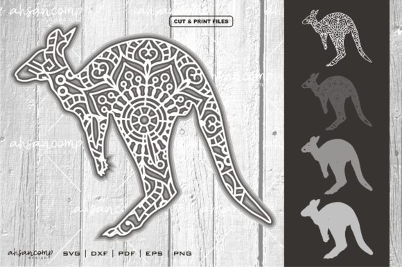 Kangaroo Mandala SVG 3D Layered Design Asset
