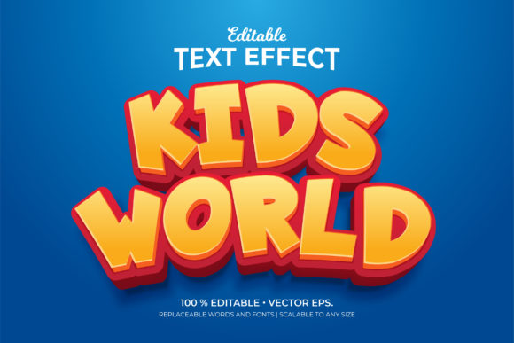 Kids World 3d Style Editable Text Effect