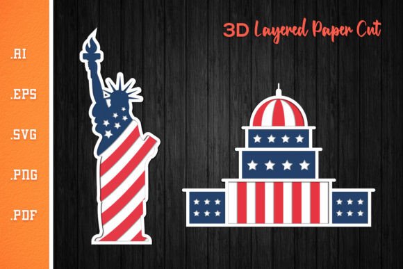 Liberty and the Capitol - 3D Layered SVG
