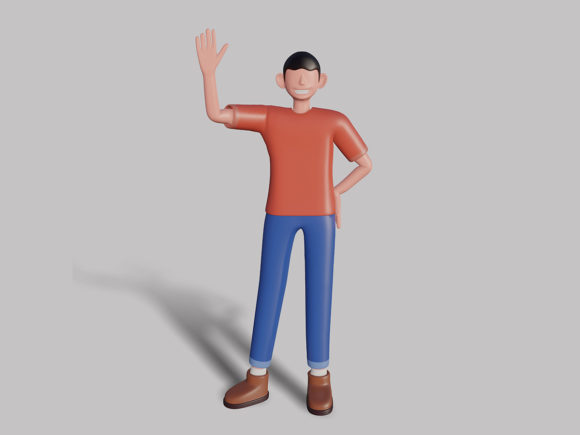 Mastering Digital Presence with the 3D Male Character Waving Premium PSD Asset