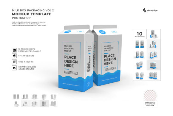 Milk Box Packaging 3D Mockup Bundle 2