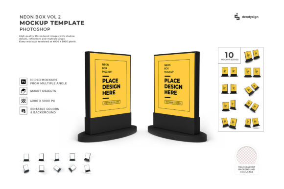 Neon Box 3D Mockup Template Bundle 2