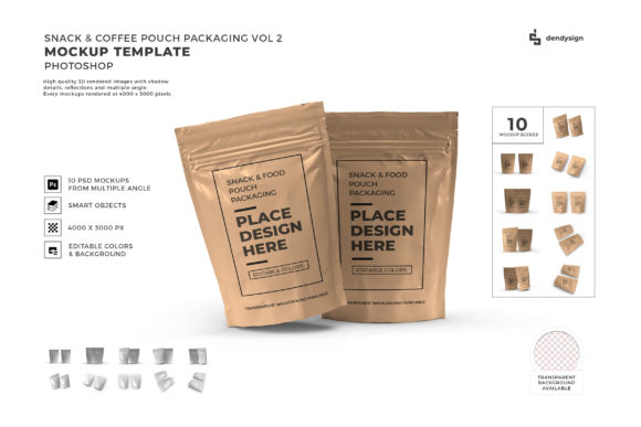 Snack Pouch Packaging 3D Mockup Bundle 2