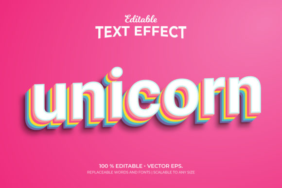 Unicorn 3d Style Editable Text Effects