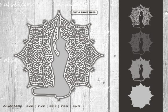 Yoga Mandala SVG 3D Layered 3 Design Assets